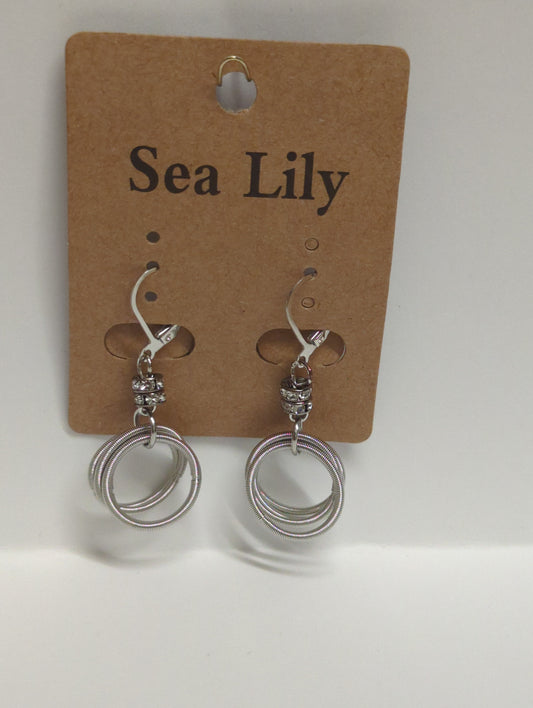 SEA LILY SILVER LOOP EARRINGS WITH CRYSTAL BEADS