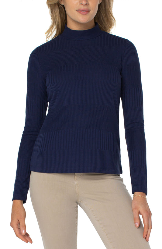 LIVERPOOL MOCK NECK RIB KNIT TOP