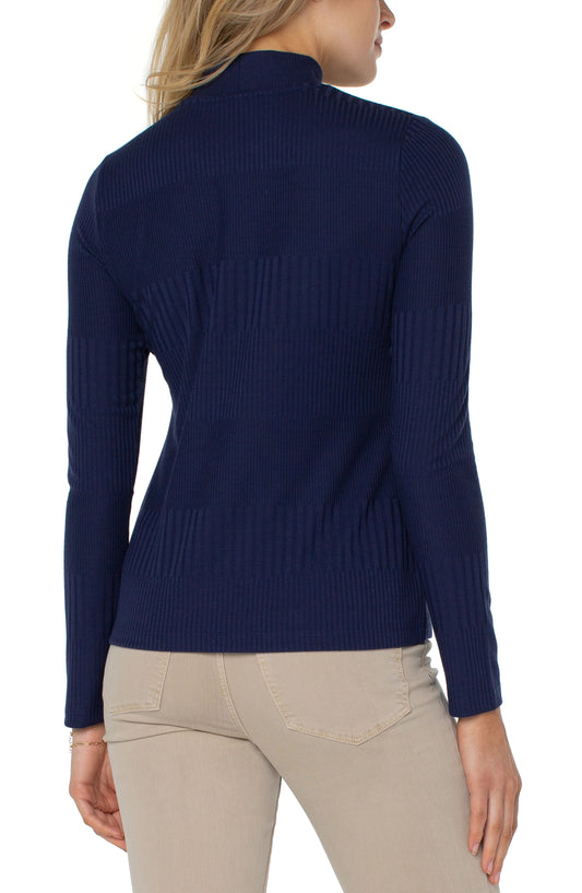 LIVERPOOL MOCK NECK RIB KNIT TOP