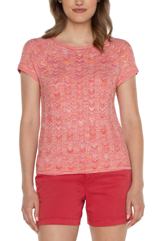 LIVERPOOL SHORT SLEEVE SCOOP NECK RAGLAN SWEATER