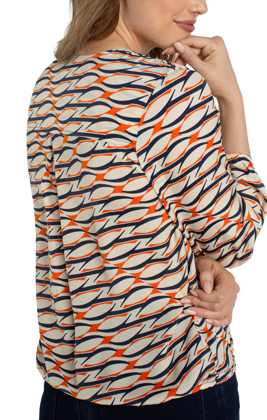 LIVERPOOL 3/4 LENGTH SLEEVE SURPLICE FRONT WOVEN TOP