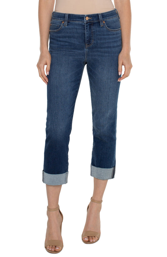 LIVERPOOL CHARLIE CROP WIDE ROLLED CUFF JEANS
