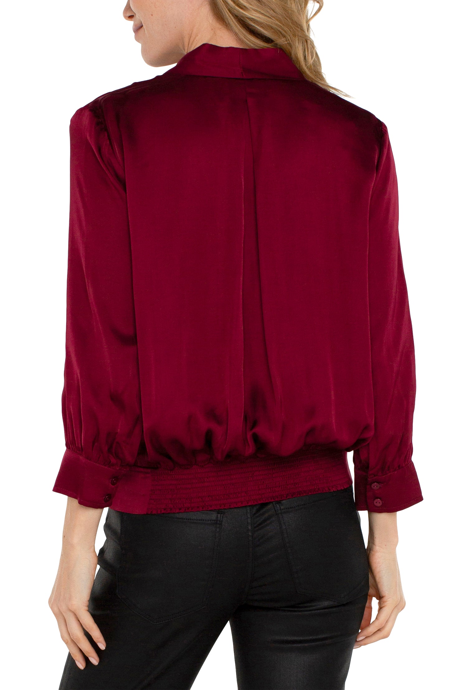 LIVERPOOL SHAWL WRAP FRONT BRACELET SLEEVE BLOUSE