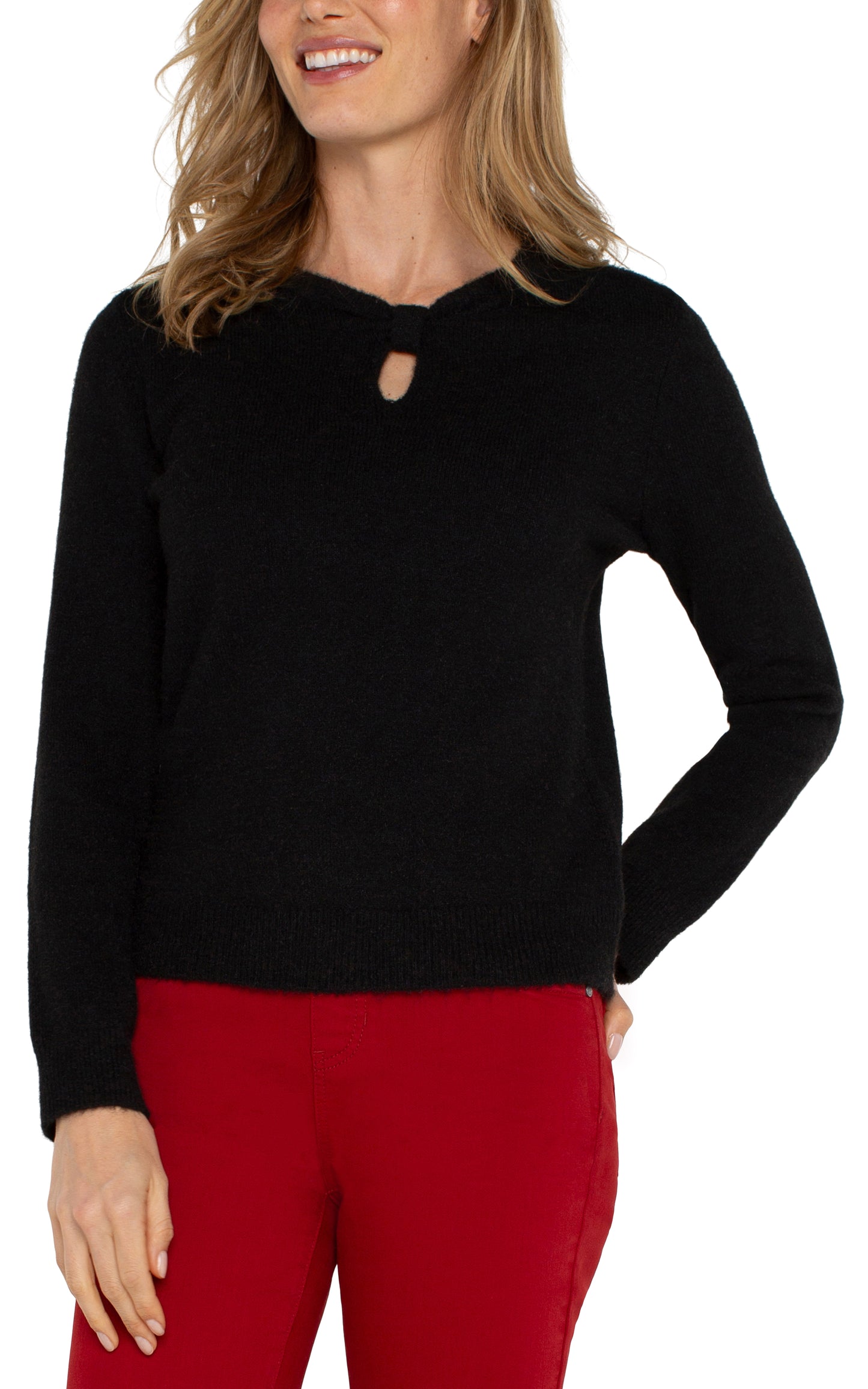 LIVERPOOL LONG SLEEVE CUT OUT BOW NECK SWEATER