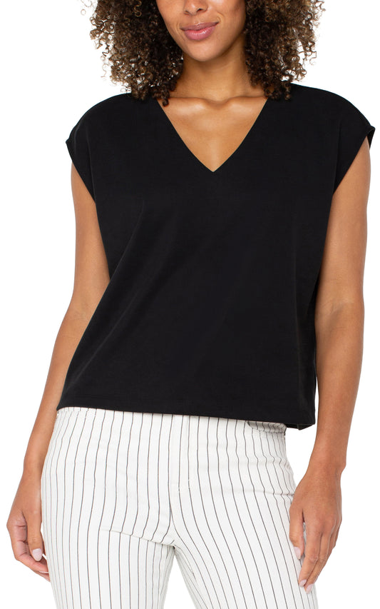 LIVERPOOL DOLMAN SLEEVE V-NECK TOP