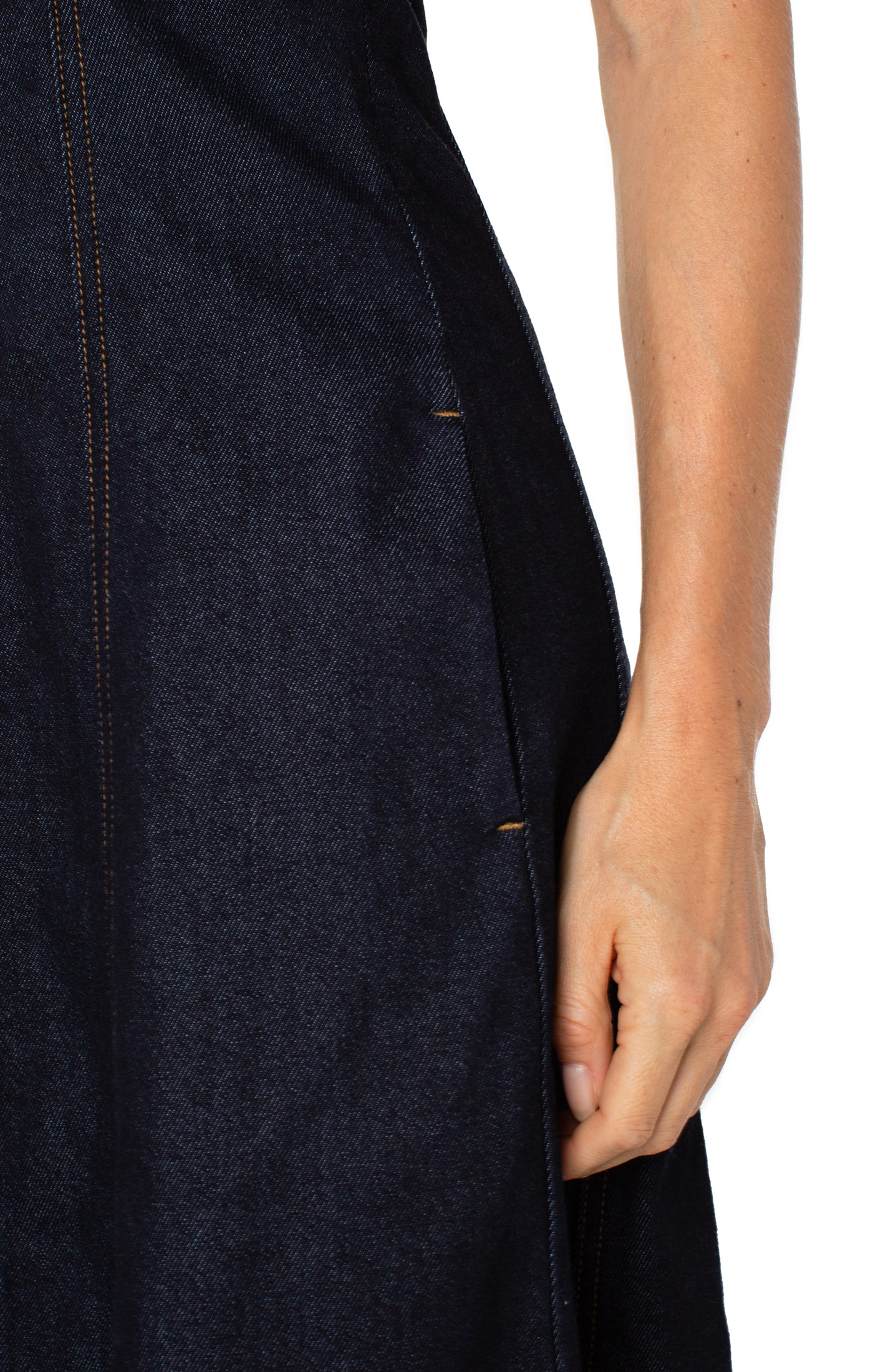 LIVERPOOL SMOCKED BACK FIT AND FLARE MIDI DRESS