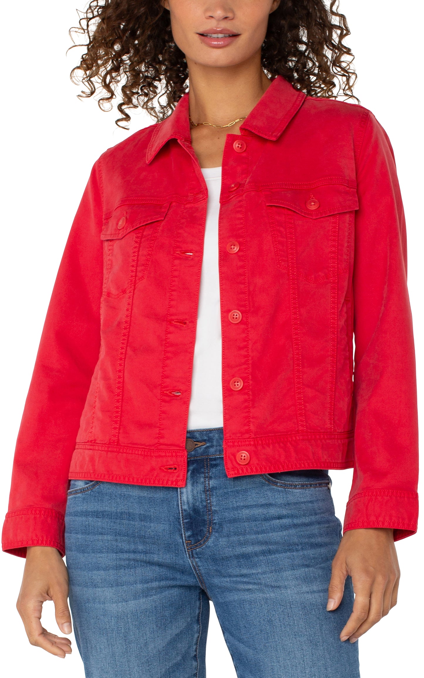 LIVERPOOL TRUCKER JACKET WITH SHIRRED BACK