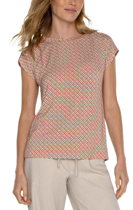 LIVERPOOL BOAT NECK DOLMAN KNIT TOP WITH SHOULDER PLEATS