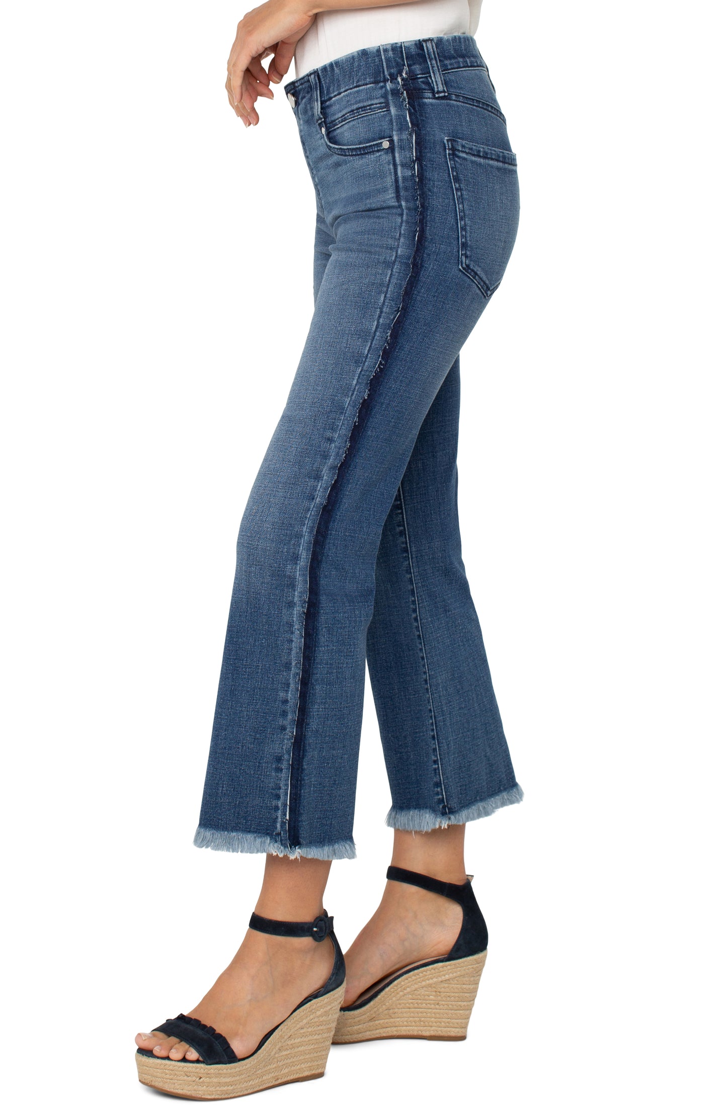 LIVERPOOL GIA GLIDER CROP FLARE WITH FRAY SHADOW