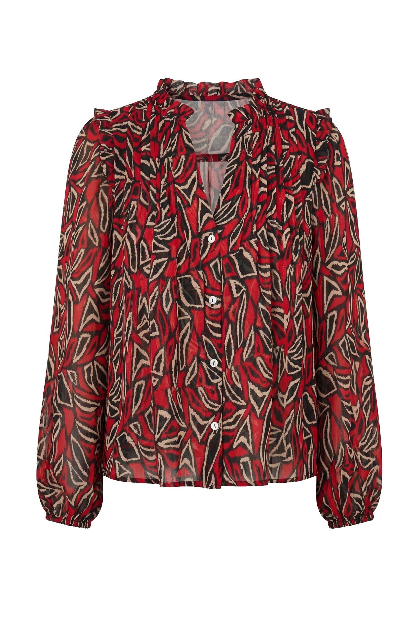 Liverpool Long Sleeve Woven Blouse with Pintucks