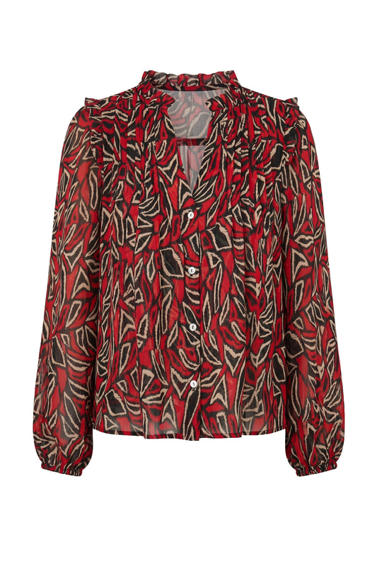 Liverpool Long Sleeve Woven Blouse with Pintucks