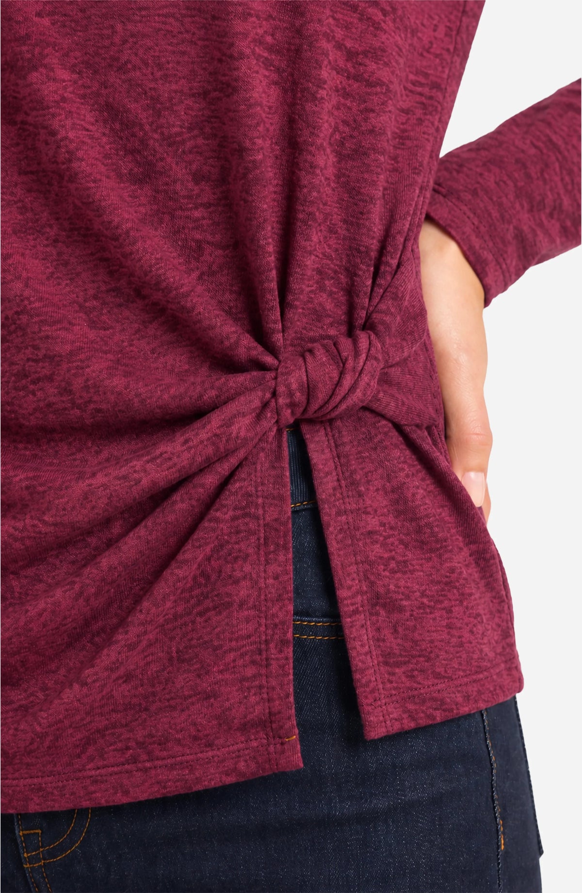 Liverpool Sleeve Boat Neck Knit Top with Twist Detail
