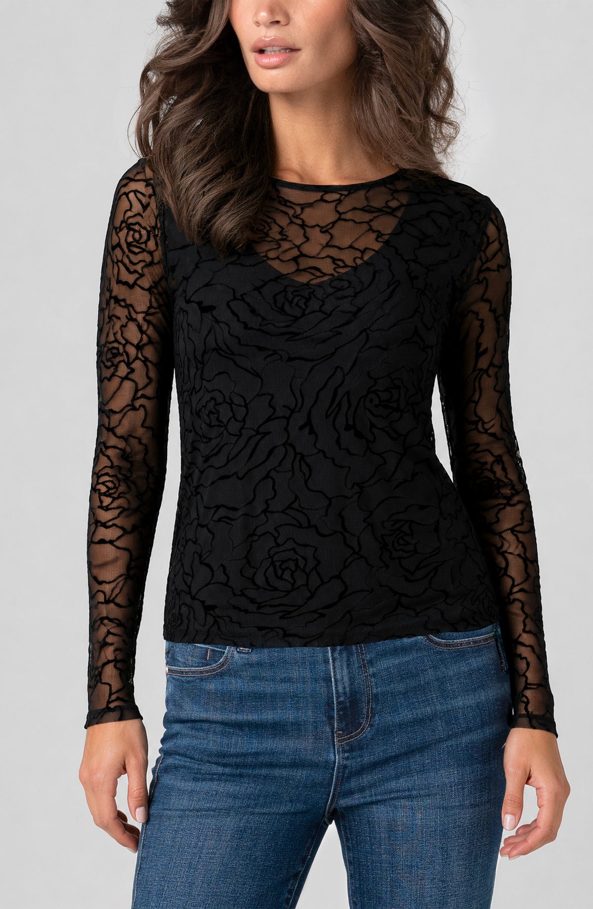 Liverpool Long Sleeve Layered Knit Top