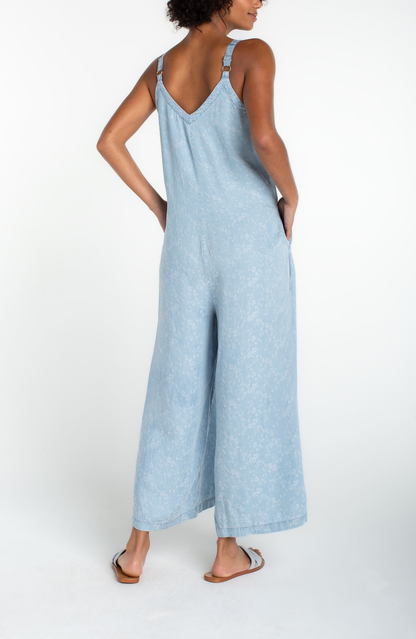 Liverpool Wide Leg Crop Jumpsuit With Adjustable Straps