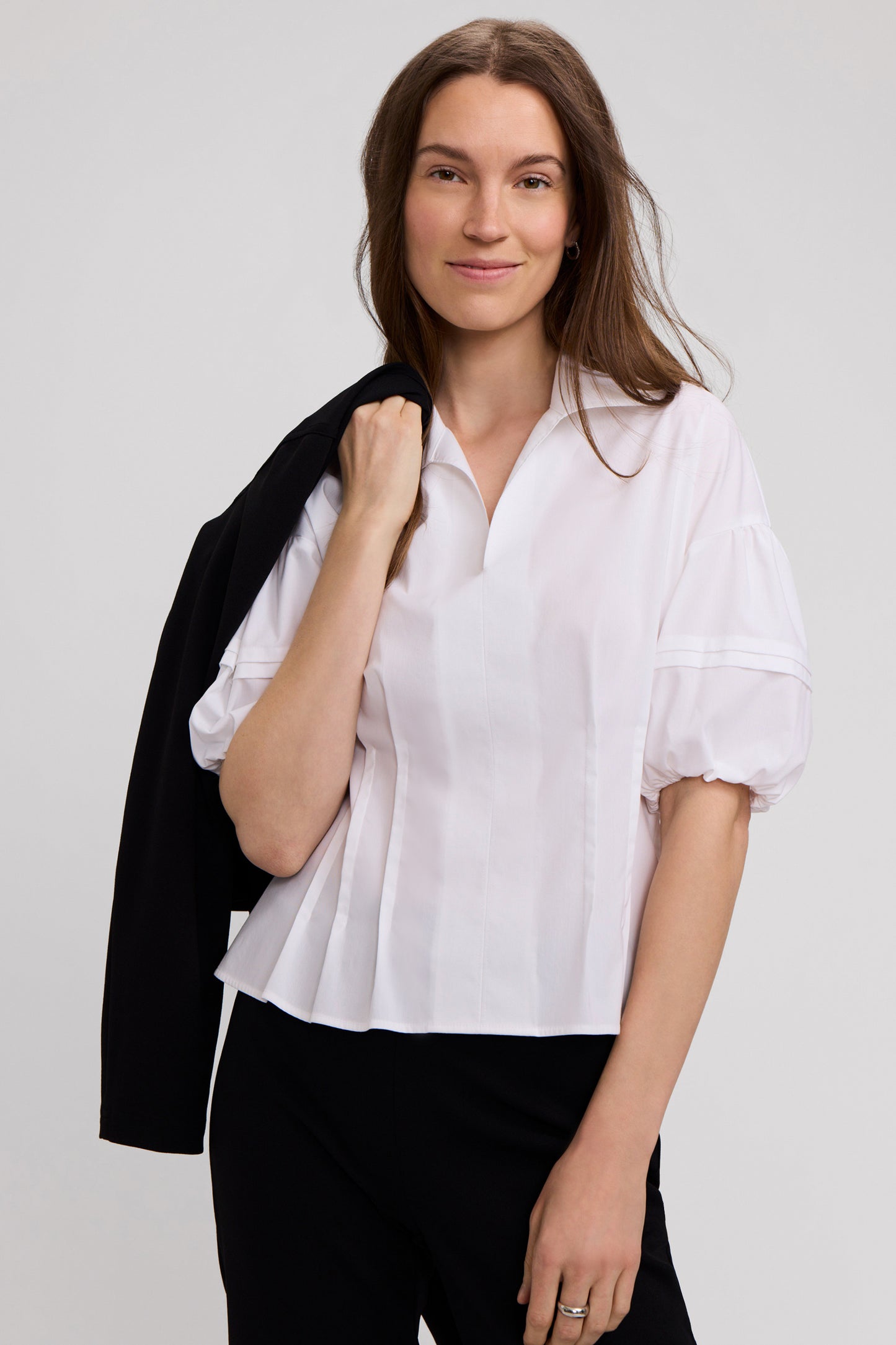 Foxcroft Lucia Elbow Puff Sleeve Shirt