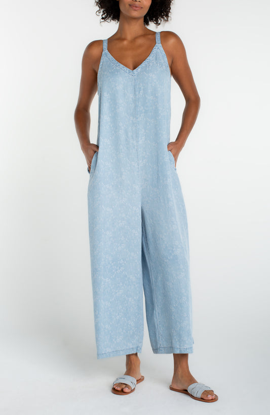 Liverpool Wide Leg Crop Jumpsuit With Adjustable Straps