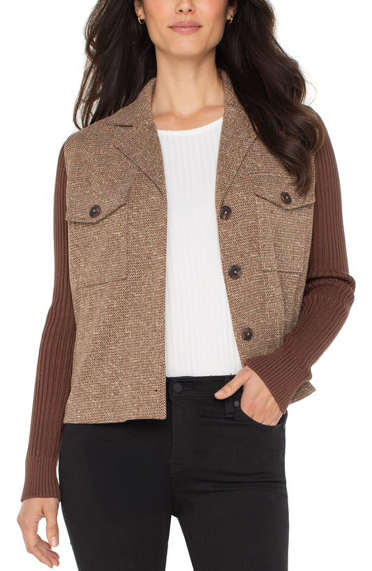 LIVERPOOL SHACKET WITH SWEATER SLEEVES