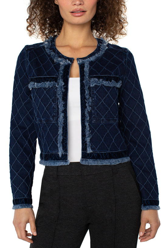 LIVERPOOL FRAY EDGE JACKET WITH VELVET TRIM