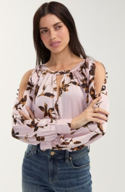 Liverpool Long Sleeve Woven Blouse with Button Detail