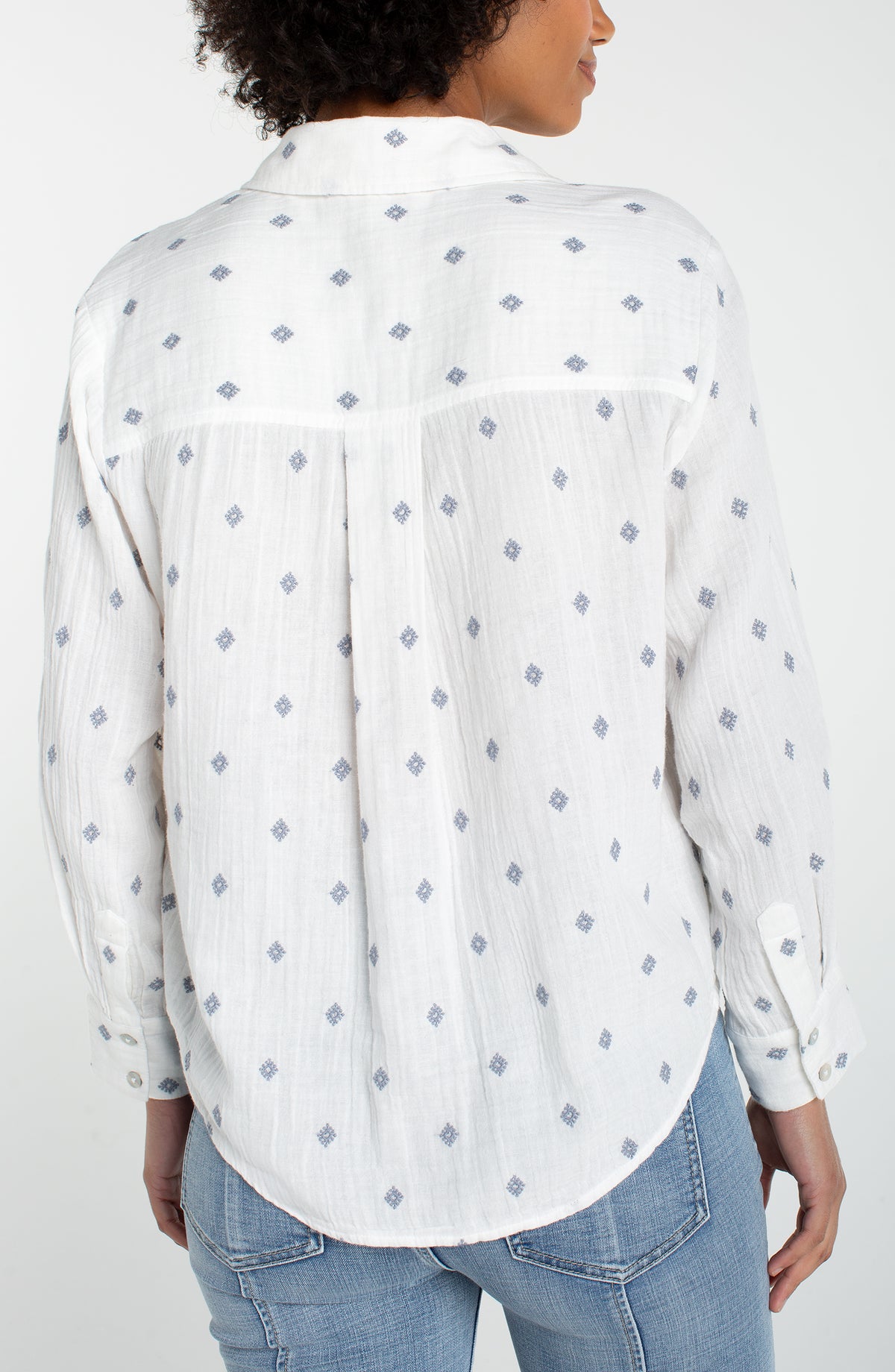 Liverpool Long Sleeve Button Front Shirt With High Low