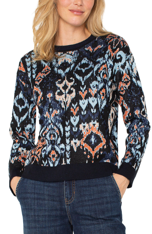 LIVERPOOL LONG SLEEVE CREW NECK DROPPED SHOULDER JACQUARD SWEATER