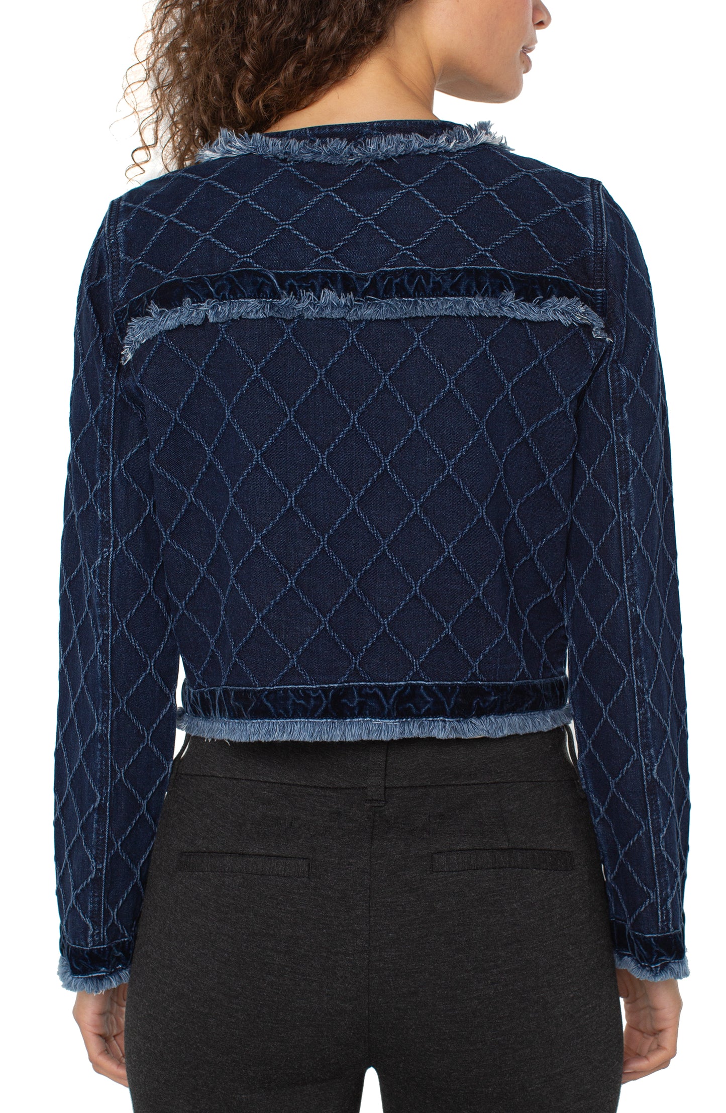 LIVERPOOL FRAY EDGE JACKET WITH VELVET TRIM