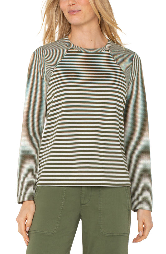 LIVERPOOL LONG SLEEVE CREW NECK KNIT TOP WITH SEAMING