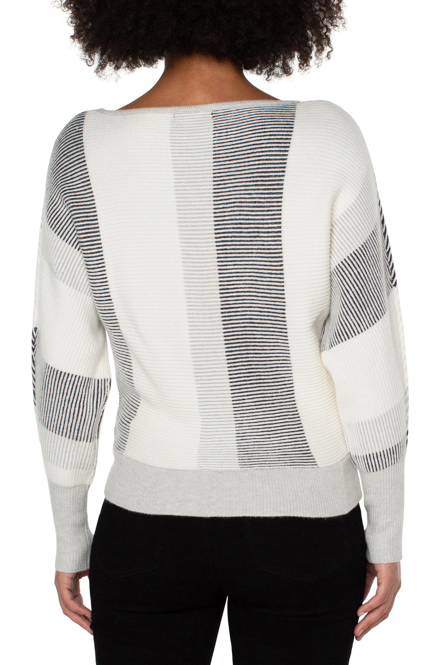 LIVERPOOL BOAT NECK DOLMAN SLEEVE SWEATER WITH COLORBLOCK DETAIL