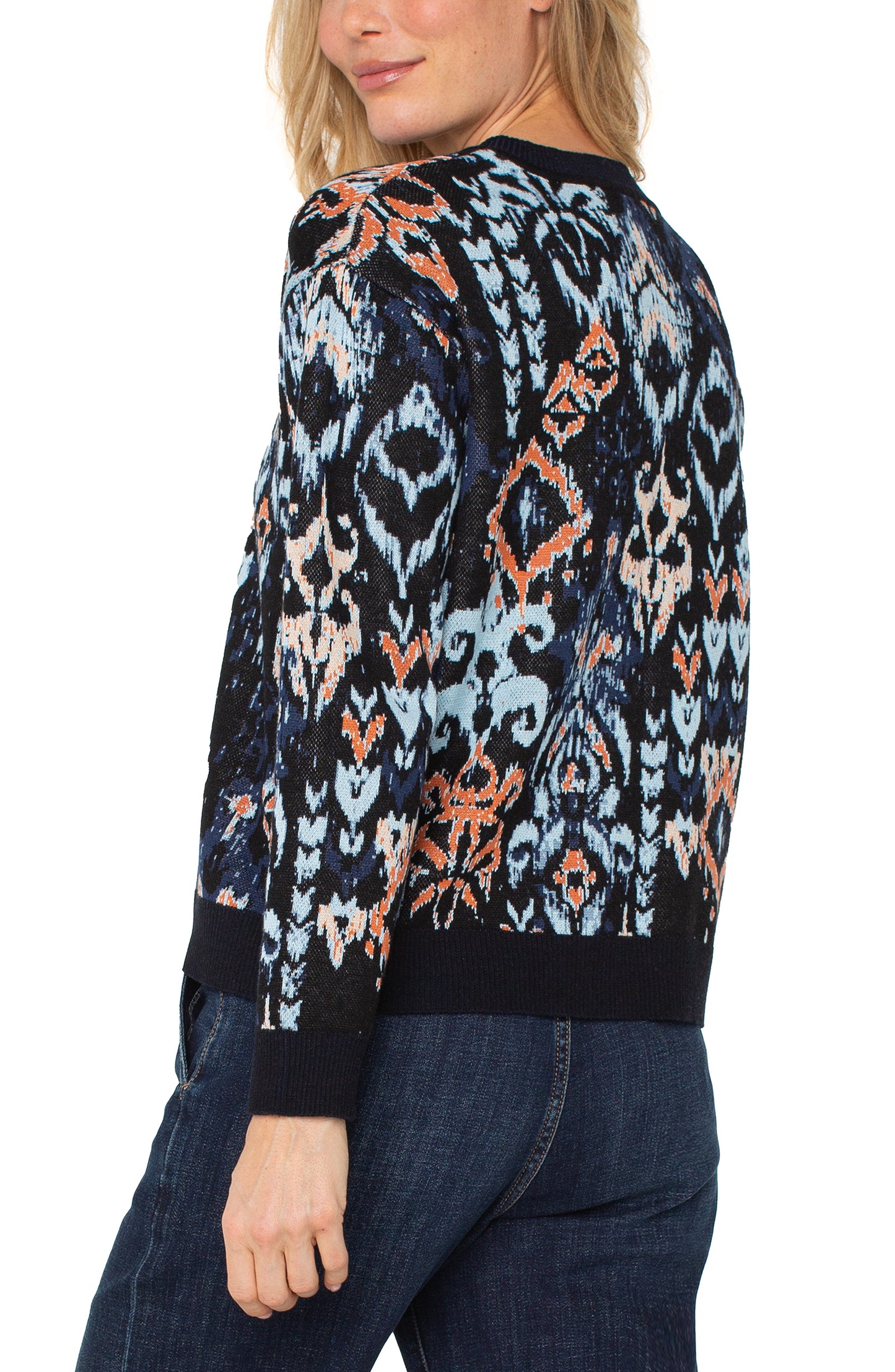 LIVERPOOL LONG SLEEVE CREW NECK DROPPED SHOULDER JACQUARD SWEATER