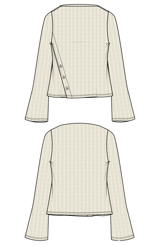 Liverpool Long Sleeve Boat Neck Top with Asymmetrical Button