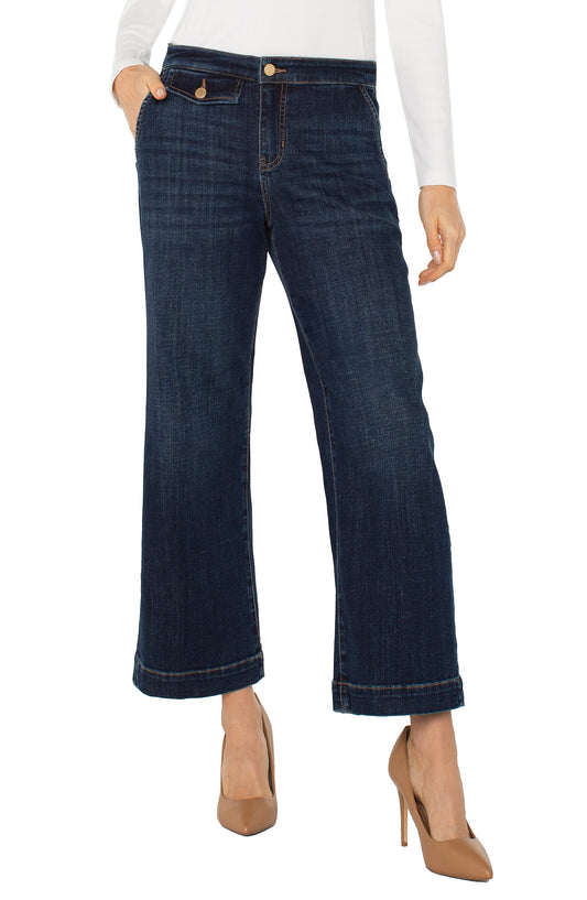 LIVERPOOL STRIDE WIDE LEG WITH TROUSER DETAILS 27" INSEAM
