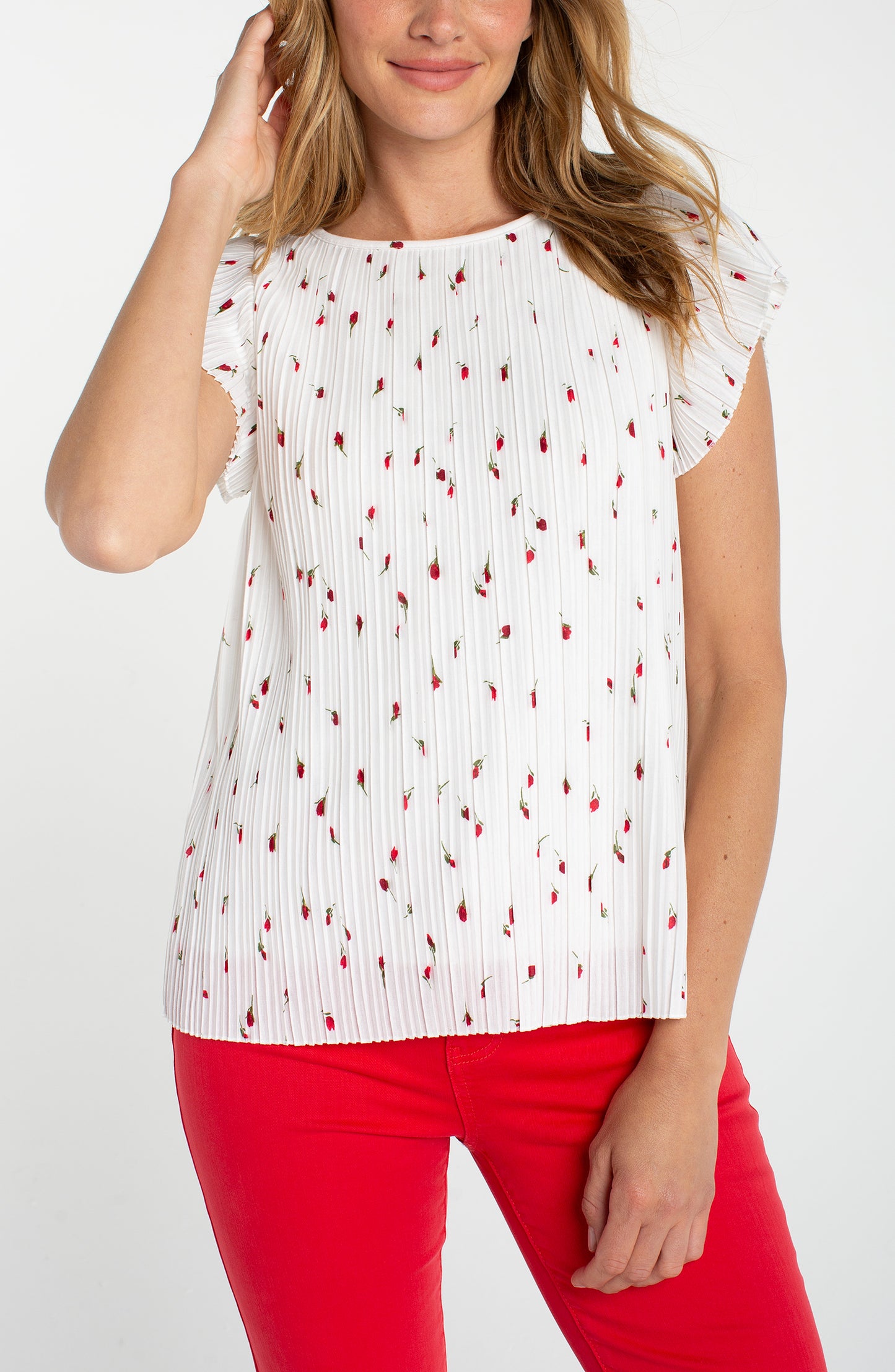 Liverpool Flutter Sleeve Boat Neck Knit Top