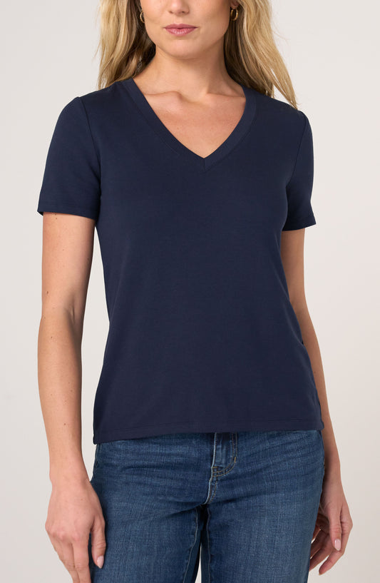 Liverpool Short Sleeve V-Neck Knit Tee