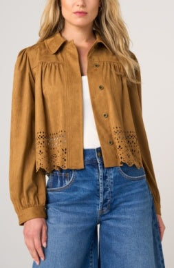 Liverpool Puff Sleeve Jacket with Laser Cut Hem