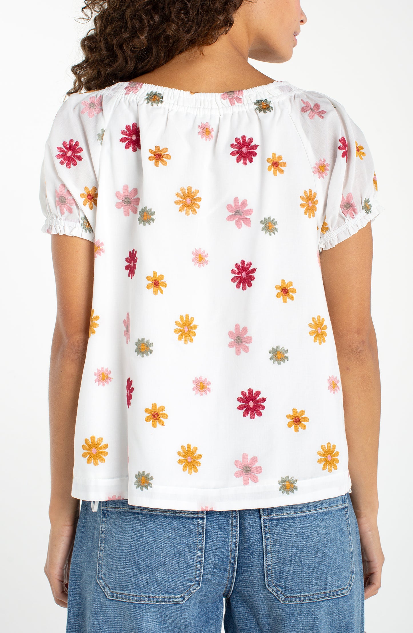 Liverpool Short Sleeve Tie Neck Woven Top