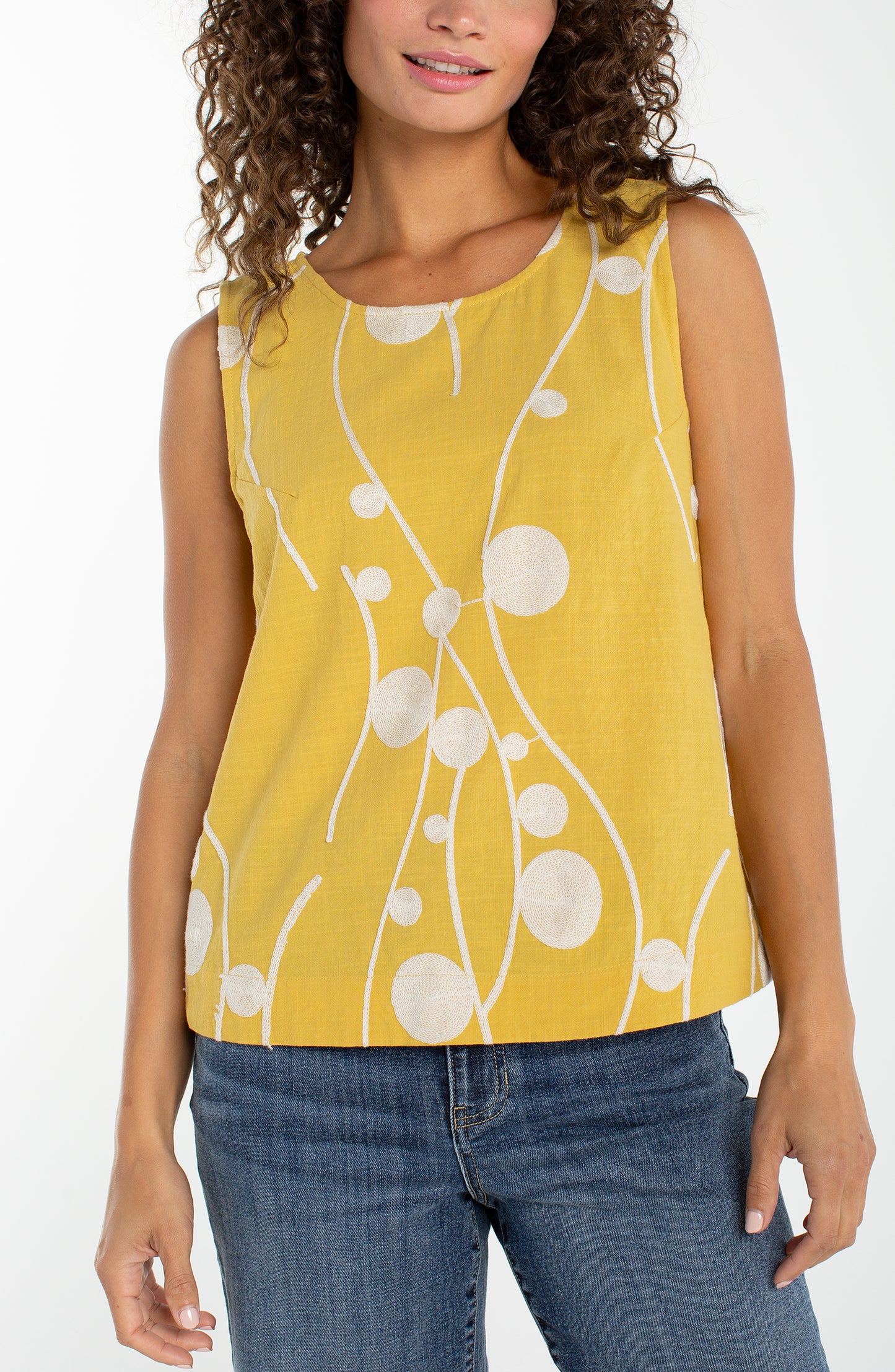 Liverpool Sleeveless Button Back Woven Top