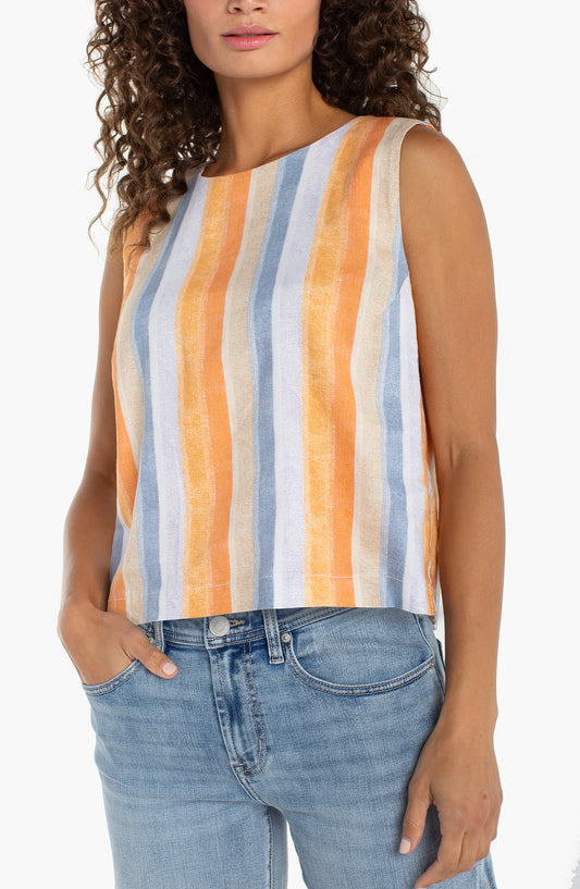 Liverpool Sleeveless Shell Top with Button Back