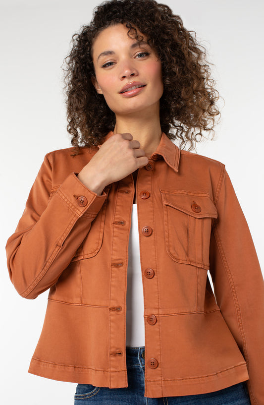 LIVERPOOL PEPLUM HEM TRUCKER JACKET