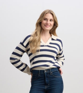 HATLEY JOHNNY COLLAR SWEATER - NAUTICAL STRIPES