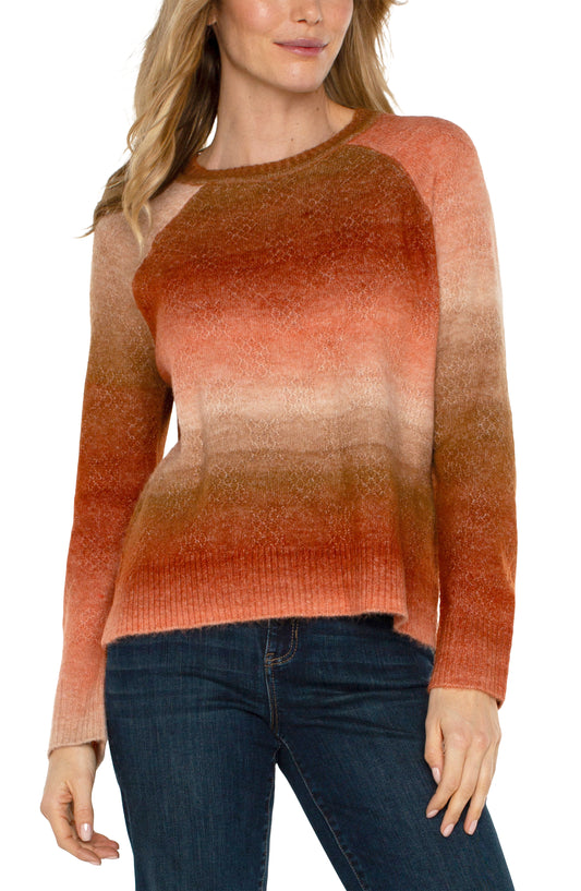 LIVERPOOL LONG SLEEVE RAGLAN SWEATER WITH SIDE SLIT