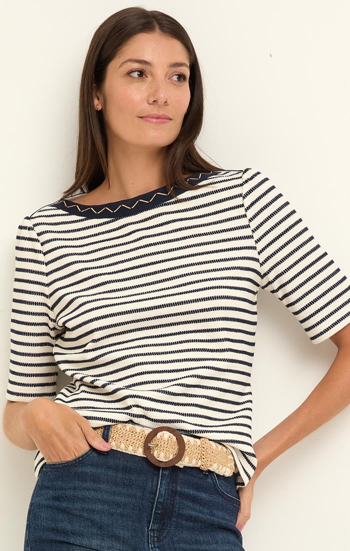 NIC+ZOE Embroidered Boat Neck Top