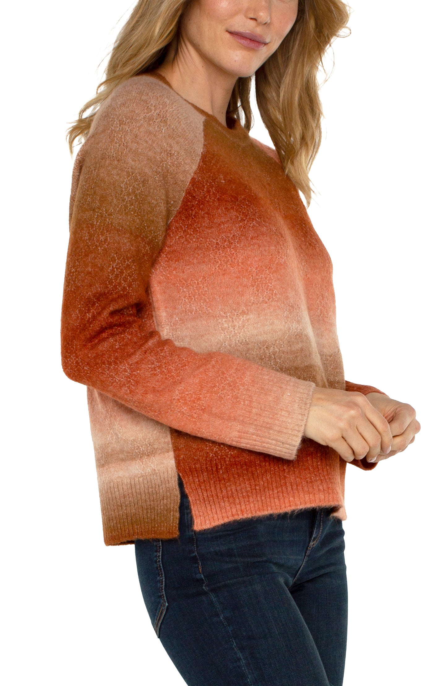 LIVERPOOL LONG SLEEVE RAGLAN SWEATER WITH SIDE SLIT