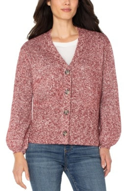 LIVERPOOL LONG SLEEVE BUTTON FRONT CARDIGAN SWEATER