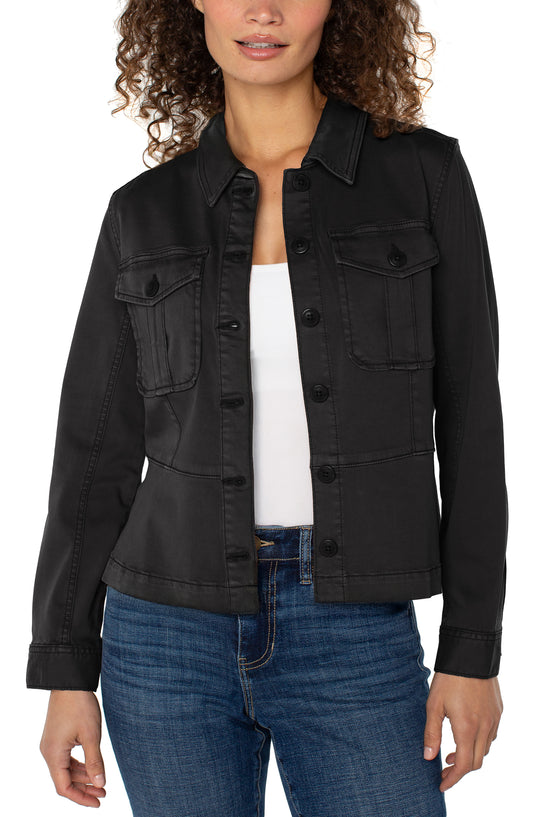 LIVERPOOL PEPLUM HEM TRUCKER JACKET