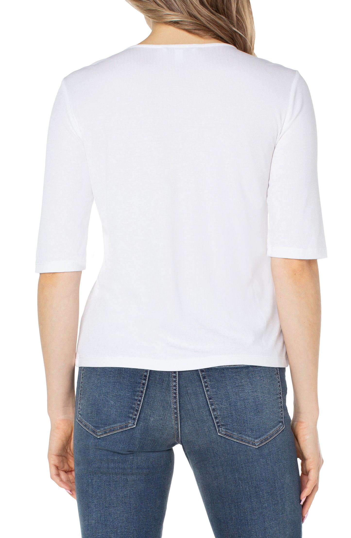 Liverpool 1/2 Sleeve Double Layer Front Knit Top