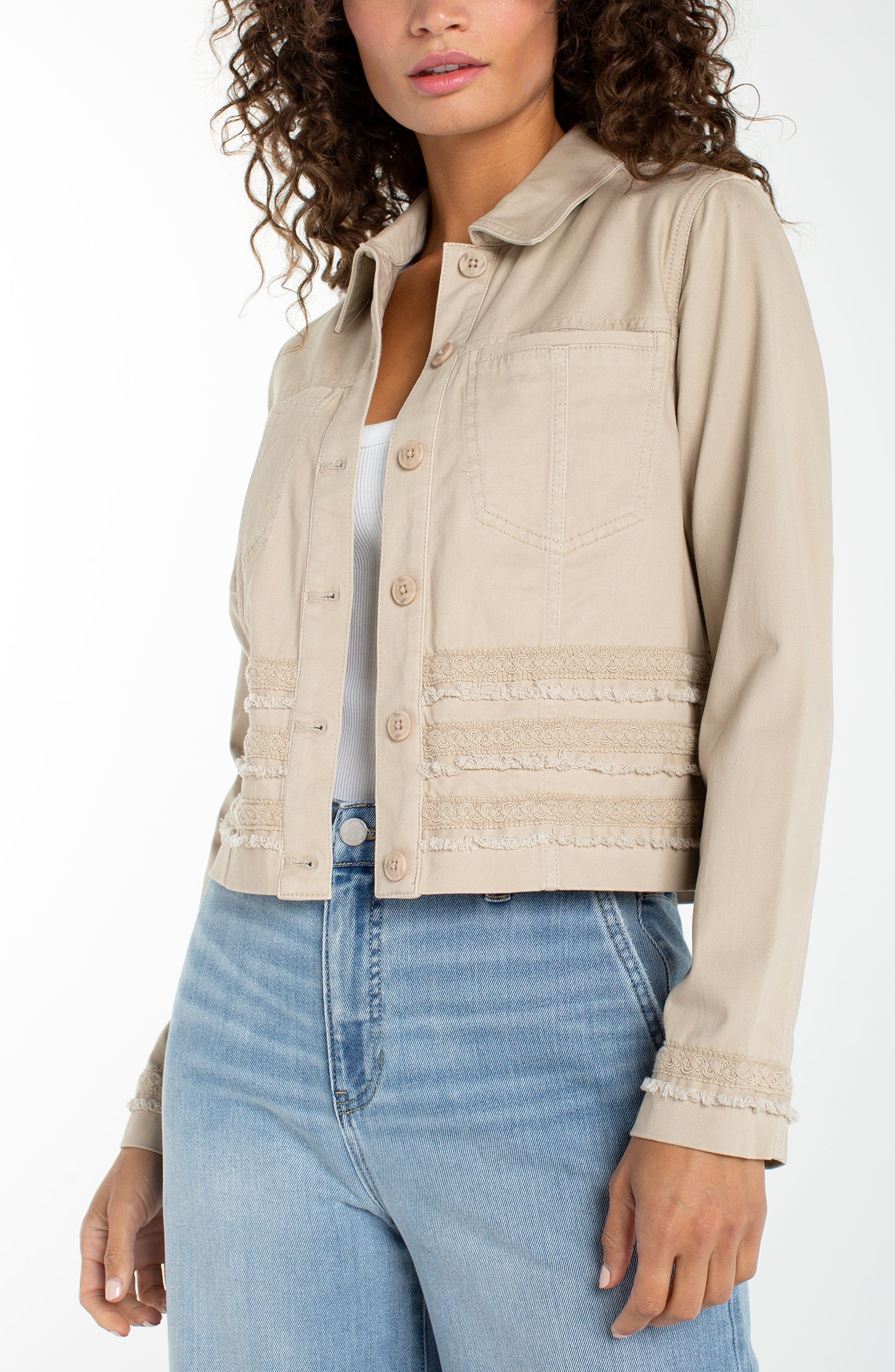 Liverpool Trucker Jacket with Fray and Lace