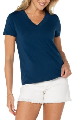 LIVERPOOL SHORT SLEEVE KNIT TEE WITH PLACKET