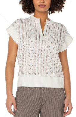 LIVERPOOL CAP SLEEVE DOLMAN 1/2 ZIP SWEATER