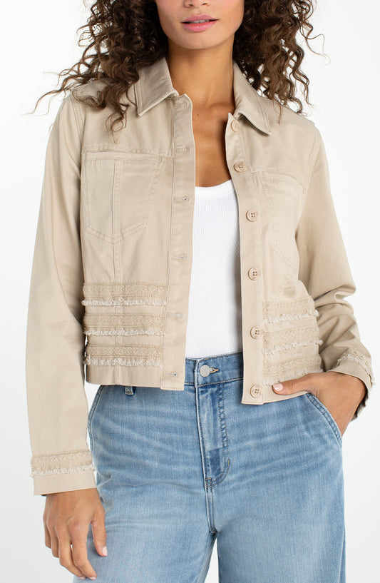 Liverpool Trucker Jacket with Fray and Lace