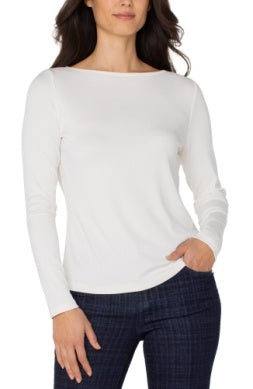 LIVERPOOL LONG SLEEVE BOAT NECK KNIT TOP